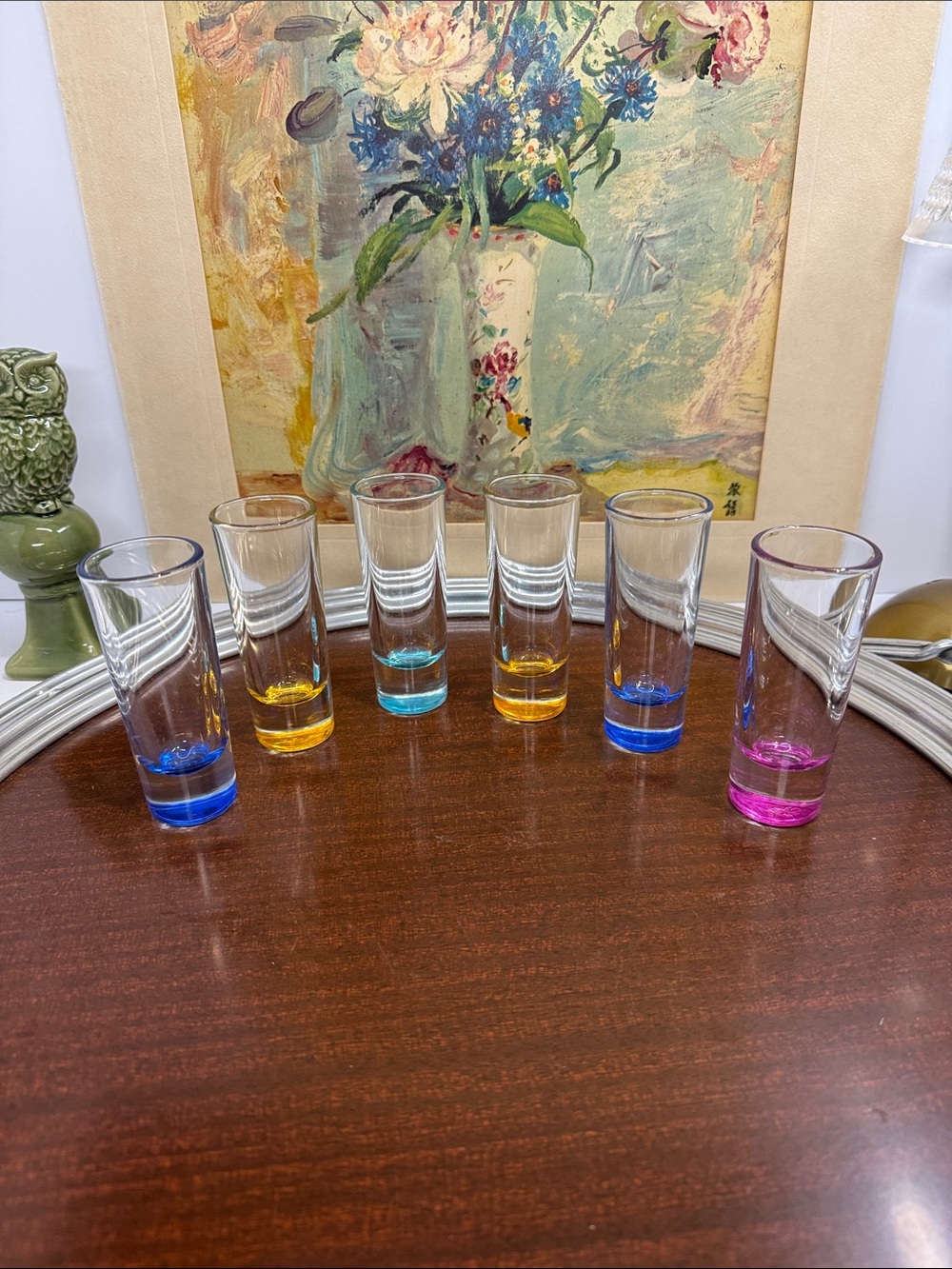 Libbey Troyano Colors Shot Glasses 6-Piece Set 2 oz / 59ml Multicolored Bases
